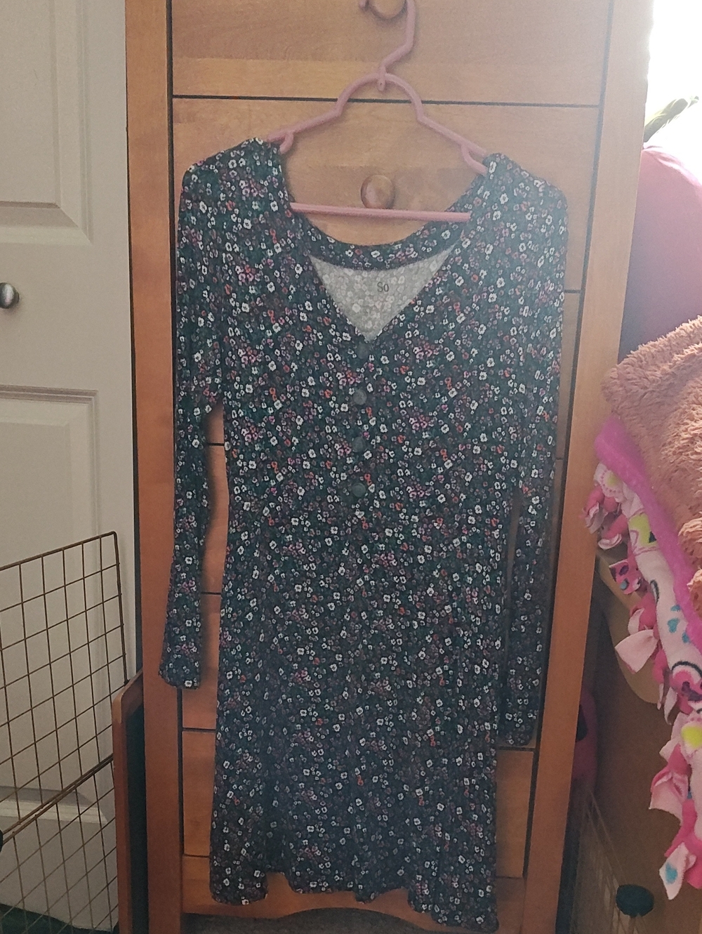 Women's Floral V-Neck Long Sleeve Dress
